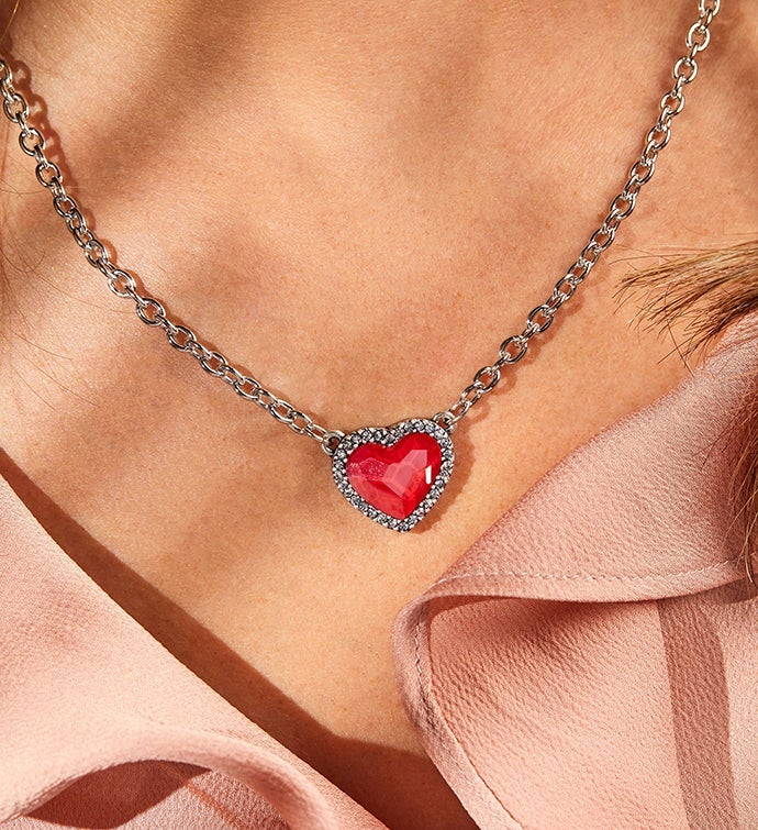Luca + Danni Red Crystal Heart Necklace